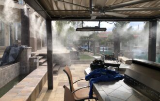 lắp máy phun sương quán cafe